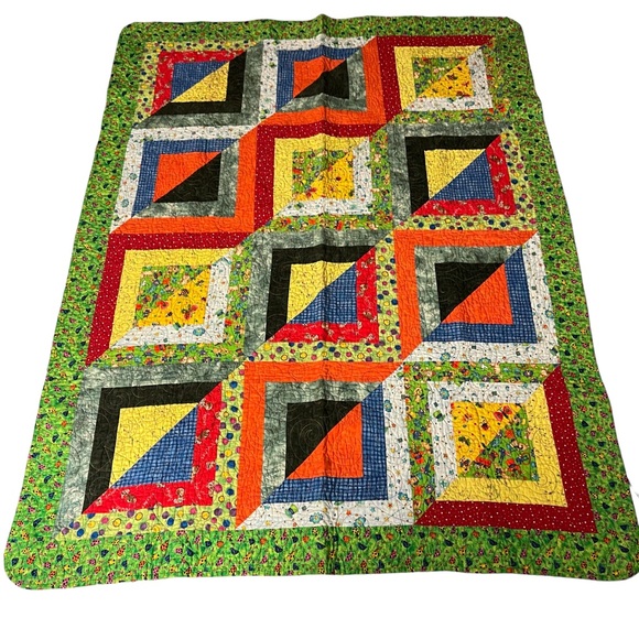 MACHINE PIECED AND MACHINE QUILTED BY LEAH ESTRIN Quilt Ladybug Motif EUC